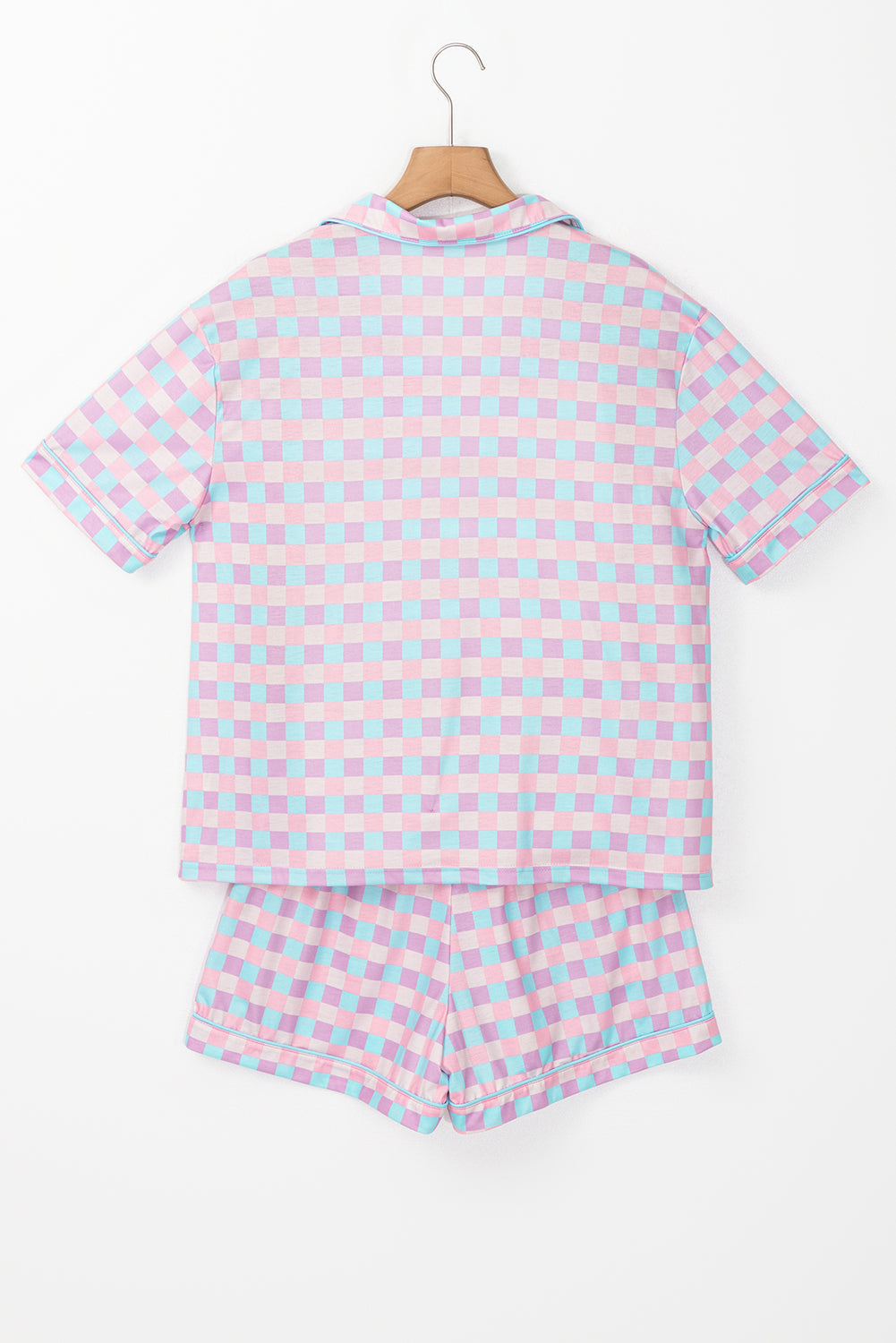 Checkered Short Sleeve Lounge Set