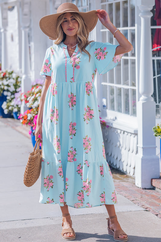 Short Sleeve Floral Maxi Dress