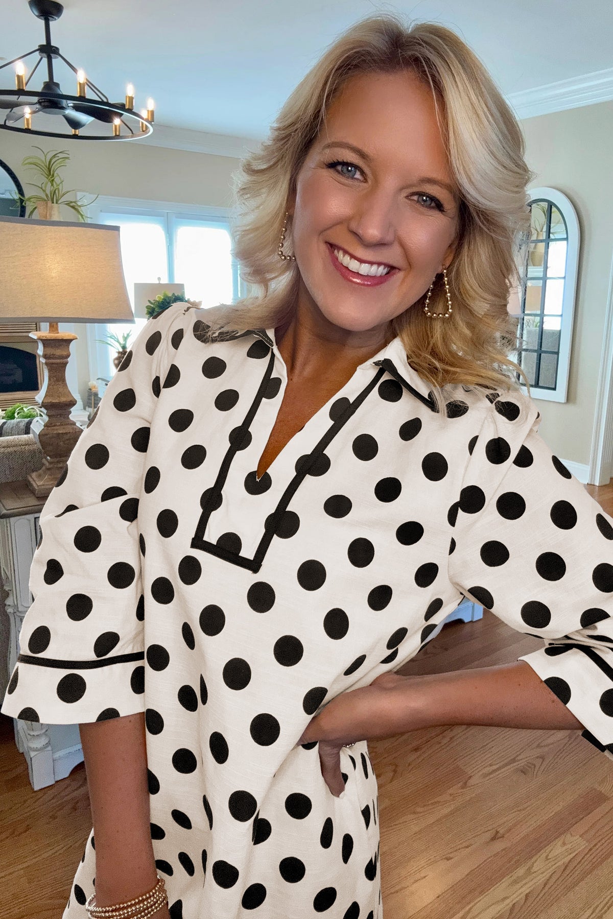 Polka Dot V-neck Mini Dress