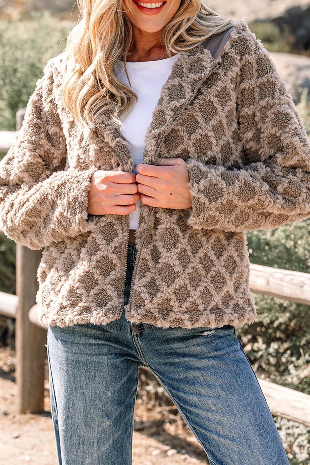 Sherpa Rhombus Zip Up Jackets