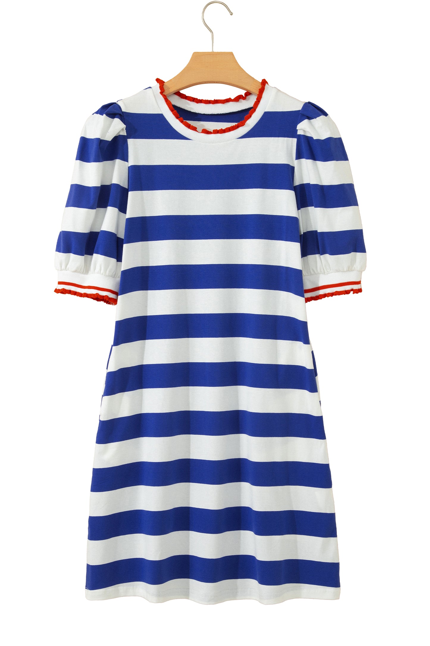 Stripe Puff Sleeve Mini Dress