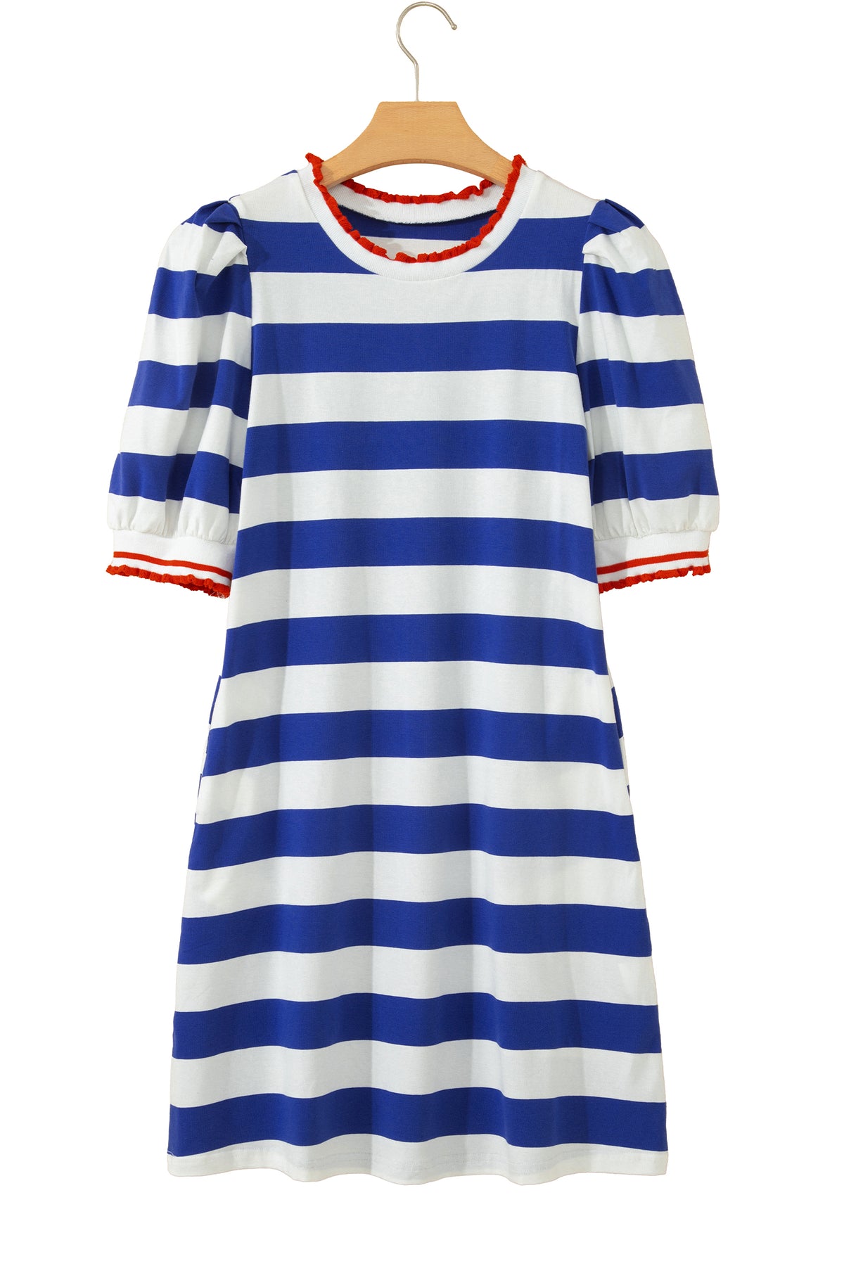 Stripe Puff Sleeve Mini Dress