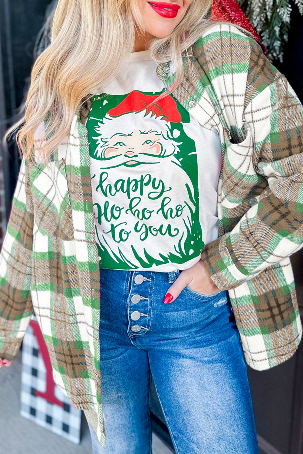 Christmas Casual Flannel Plaid Shackets