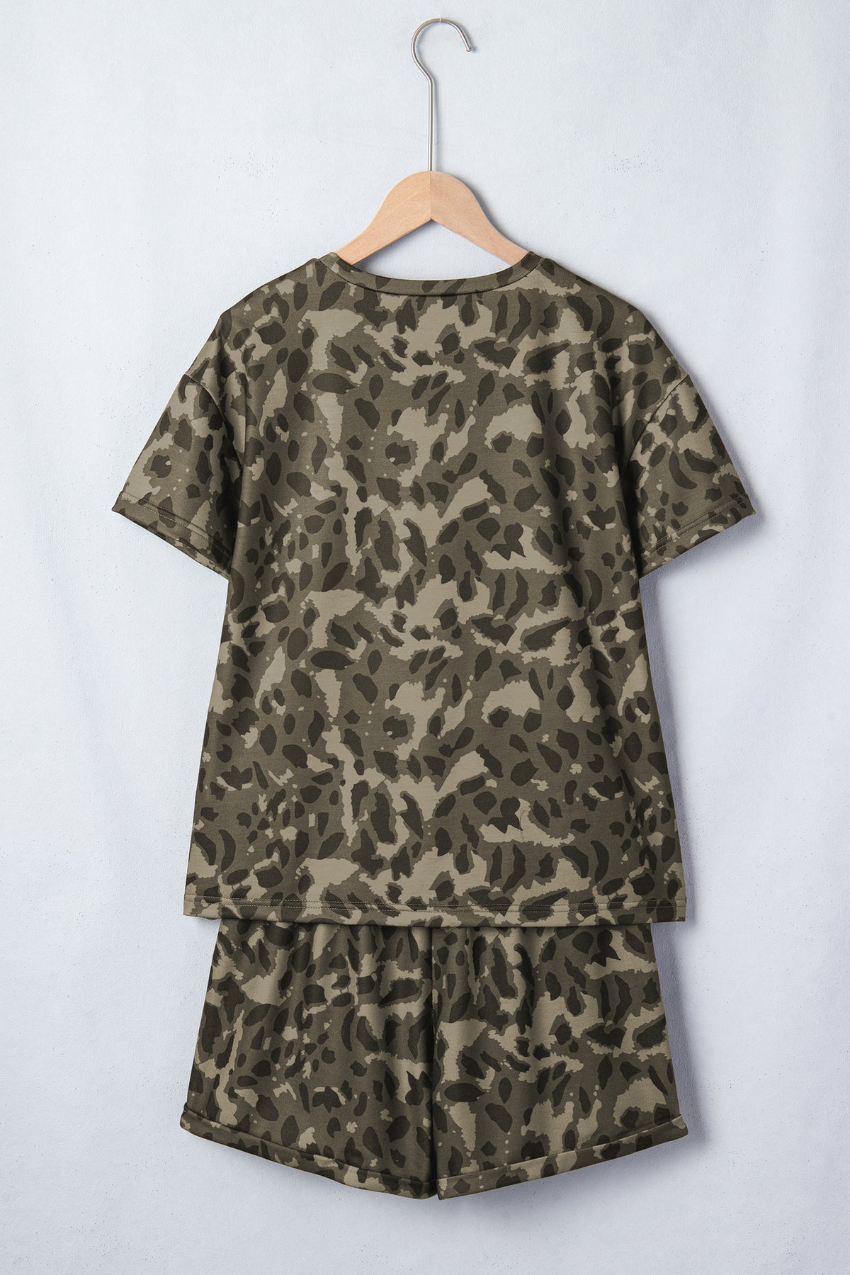 Leopard Crew Neck Short Set