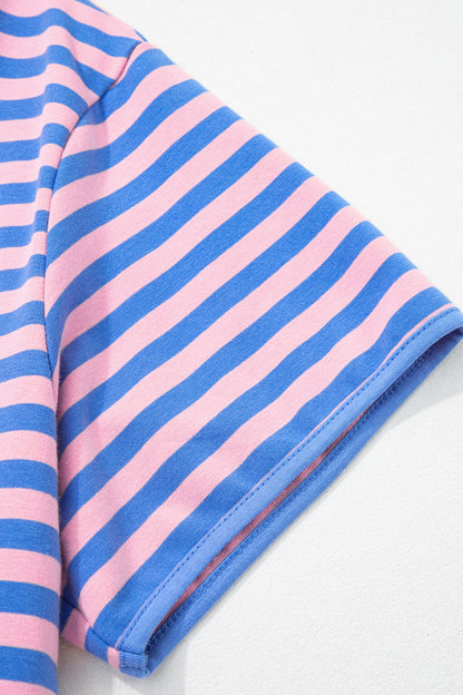 Stripe Short Sleeve Two-Piece Set