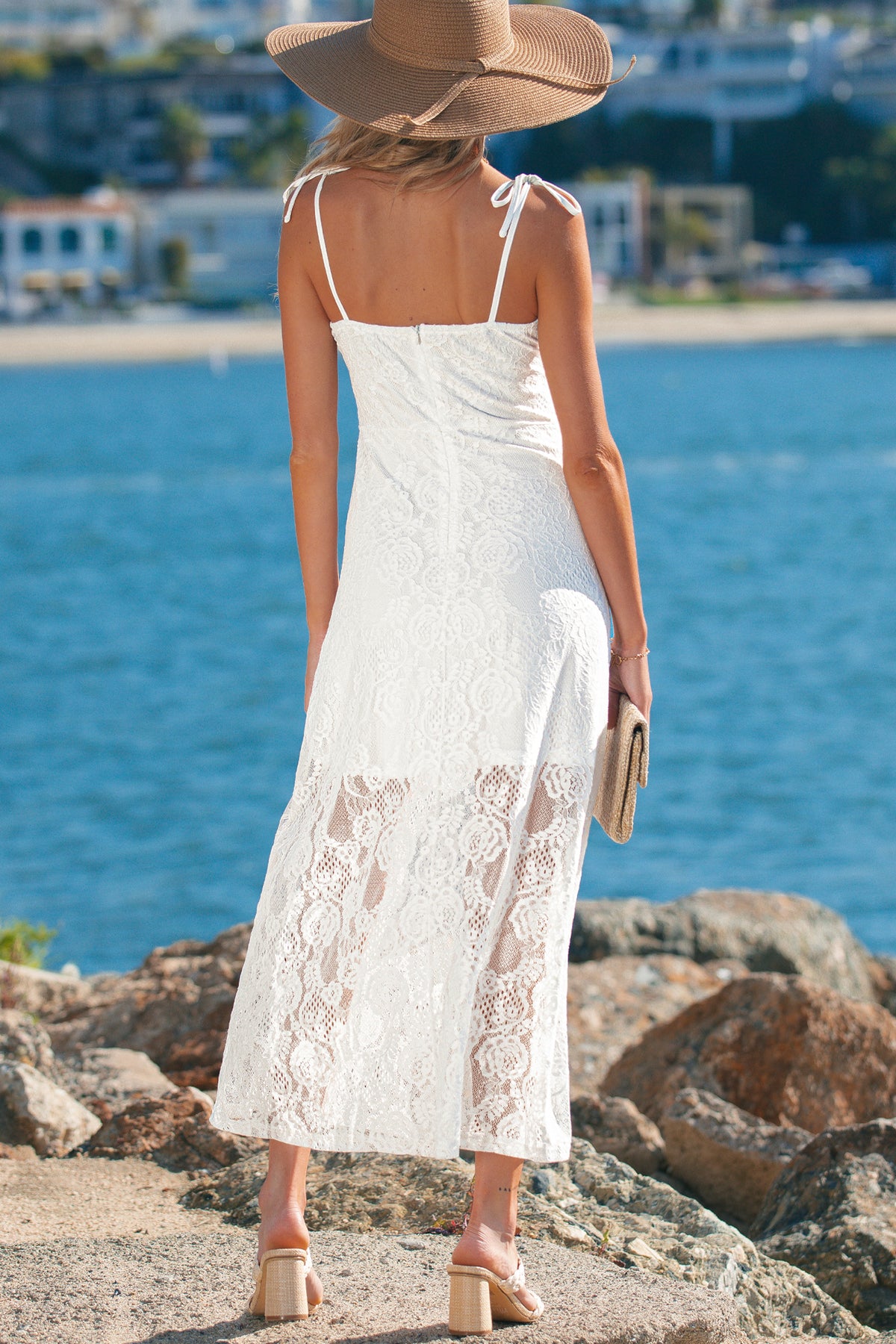 Tie Floral Lace Maxi Dress