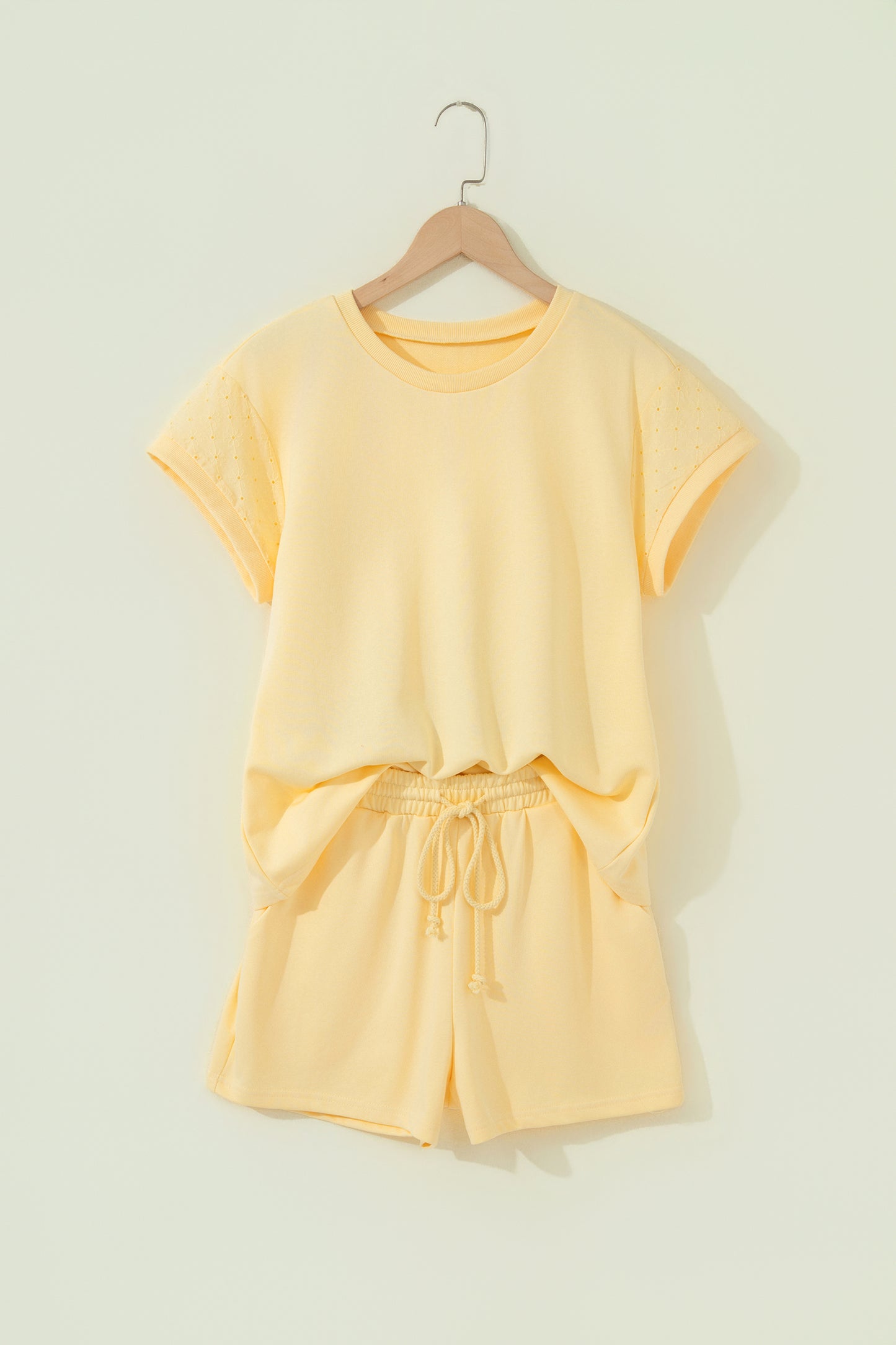 Eyelet Lace Sleeve Short Set