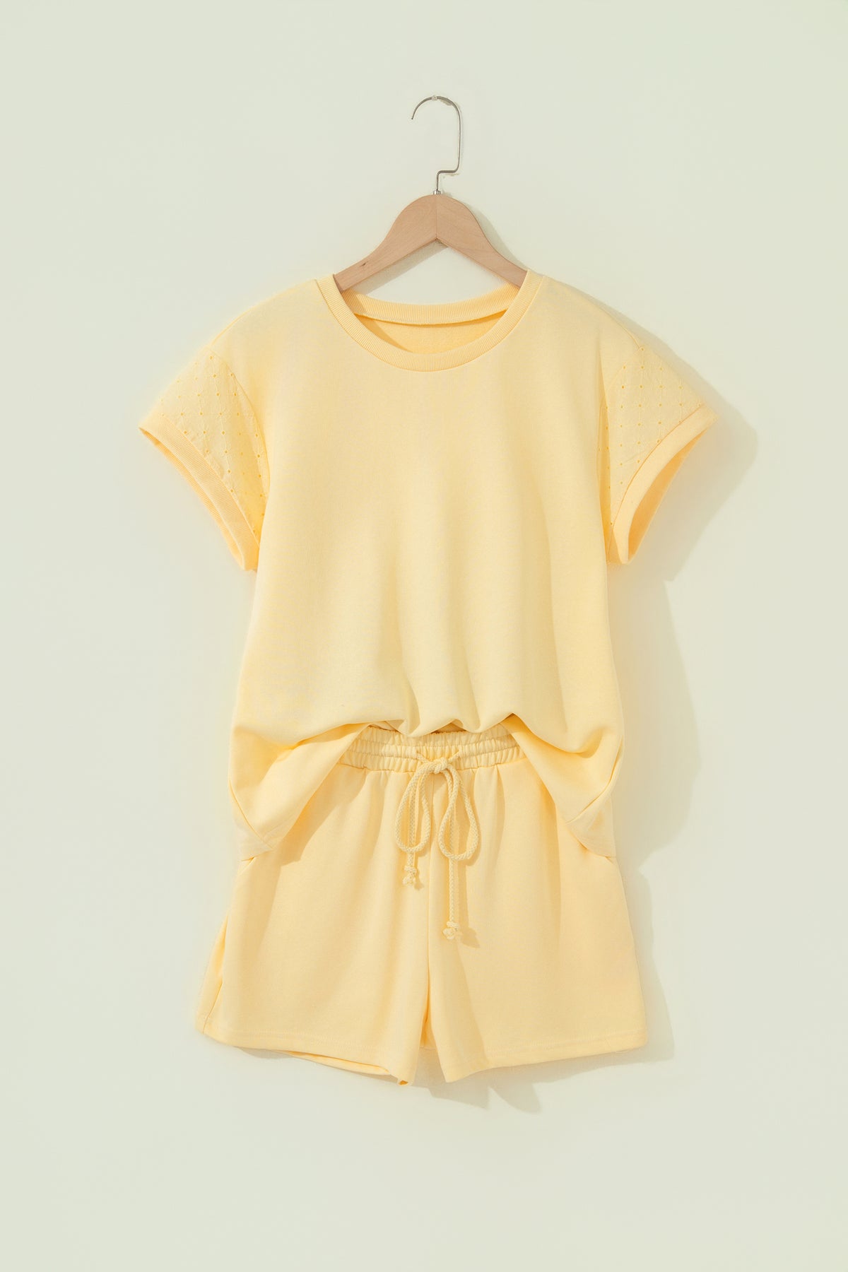 Eyelet Lace Sleeve Short Set