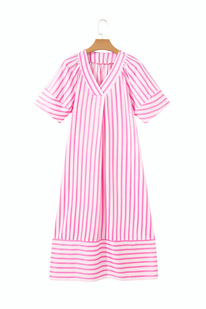 Stripe Short Sleeve Maxi Dress