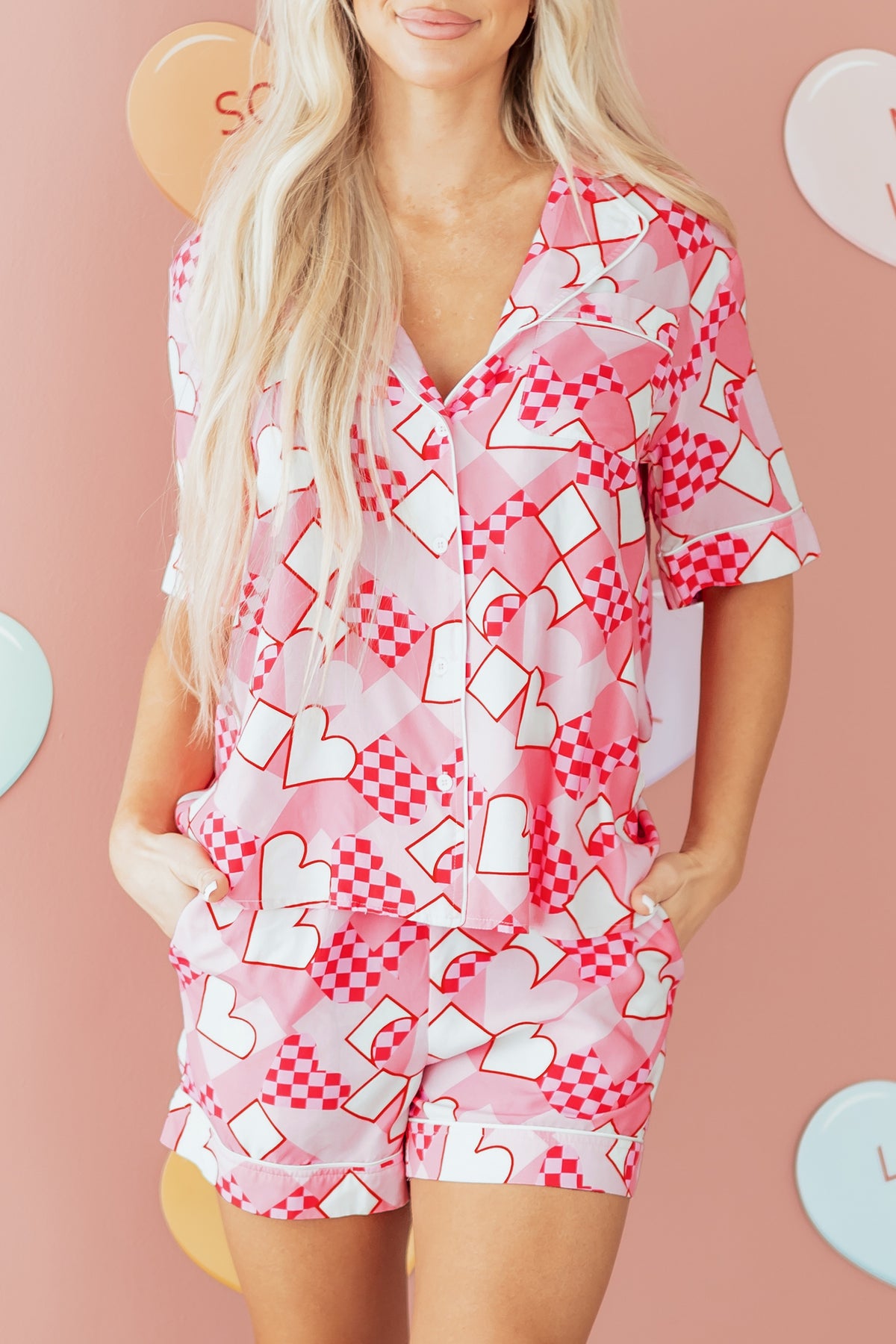 Heart Shirt Style Pajama Set