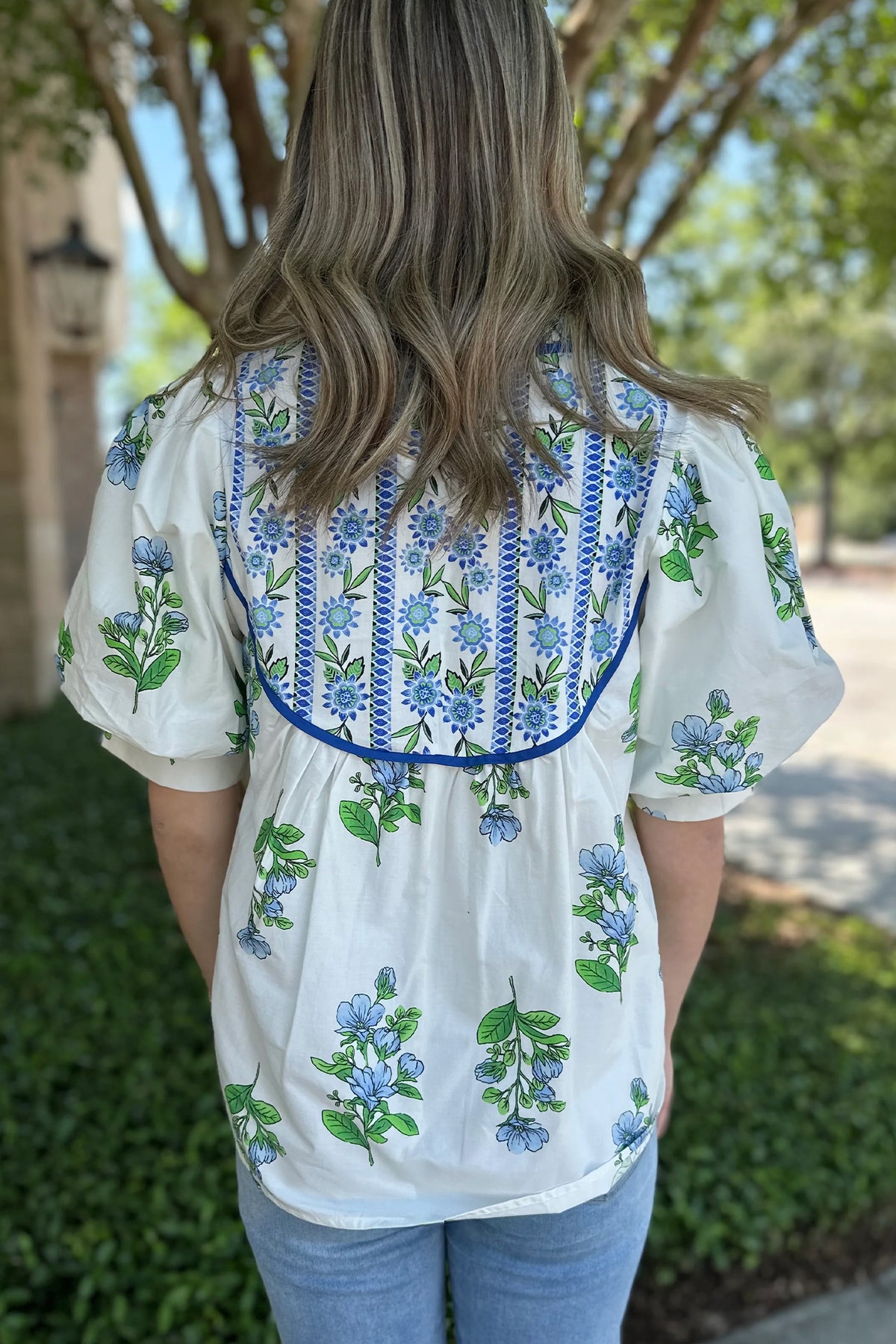Floral Tie Neck Blouse