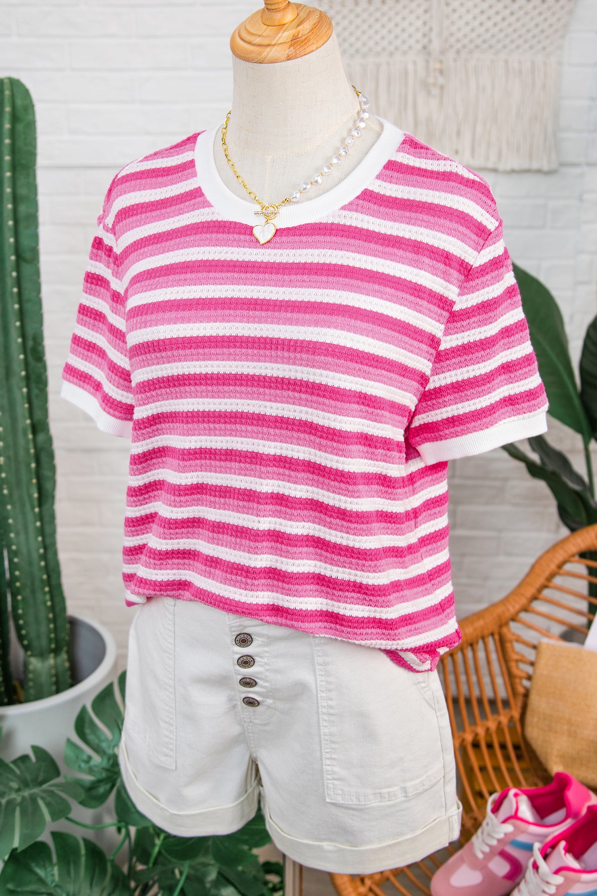Textured Knit Short Sleeve Tee