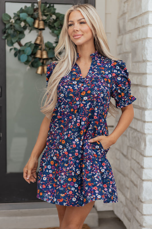 Puff Sleeve Mini Floral Dress