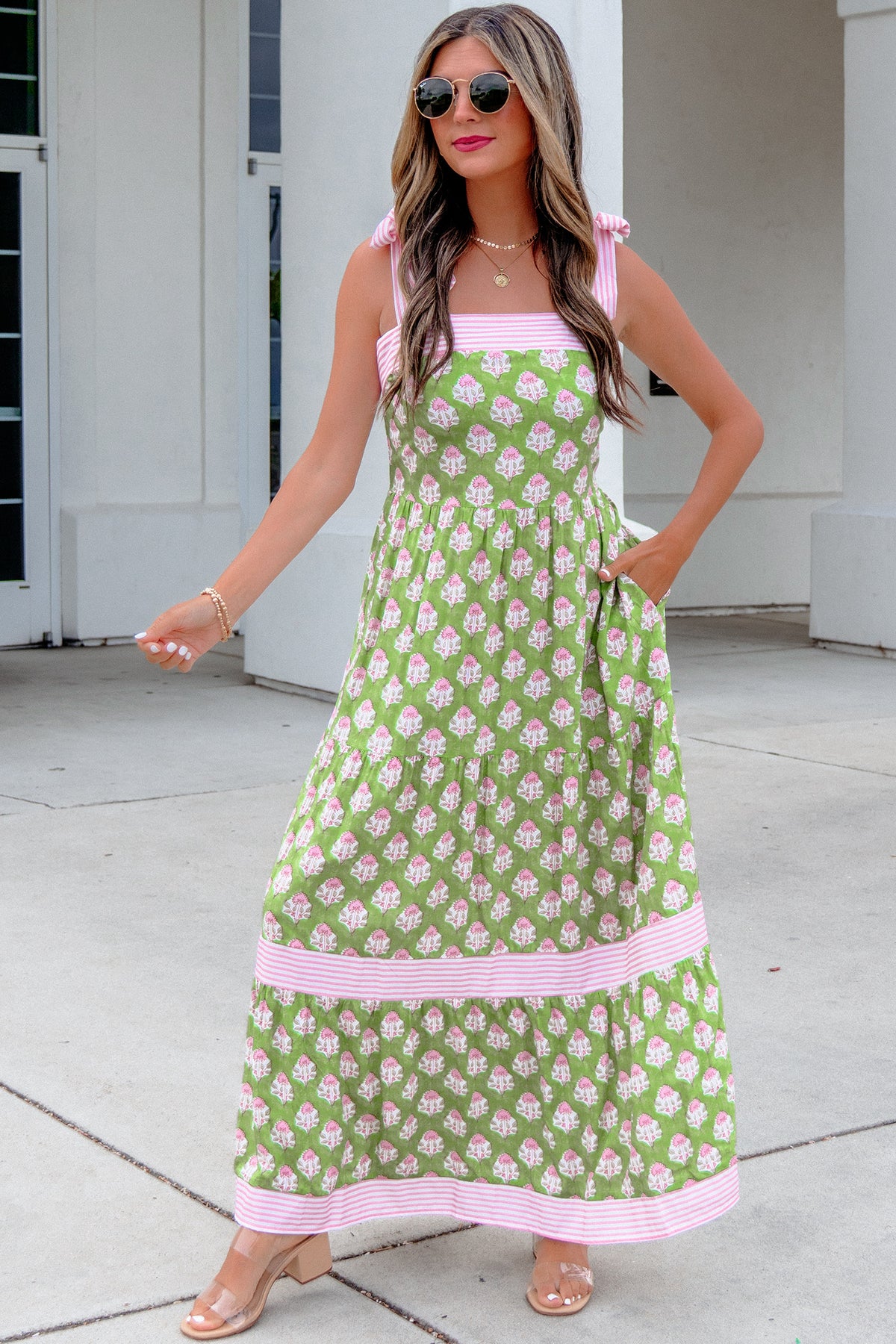 Striped Maxi Floral Dress
