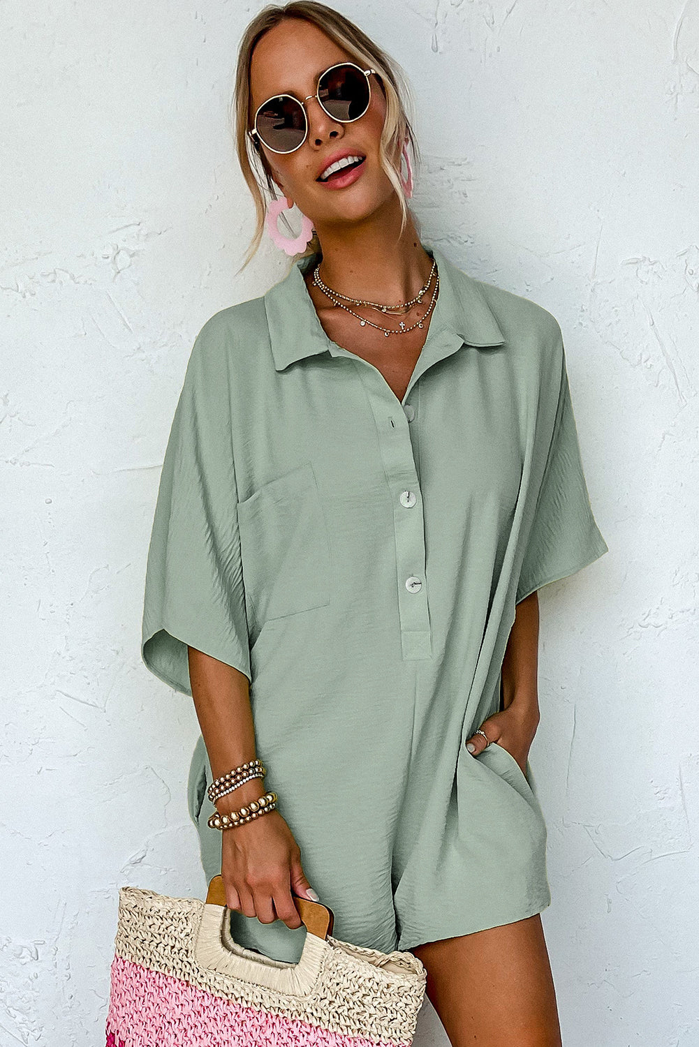 Half Button Jumpsuits & Rompers
