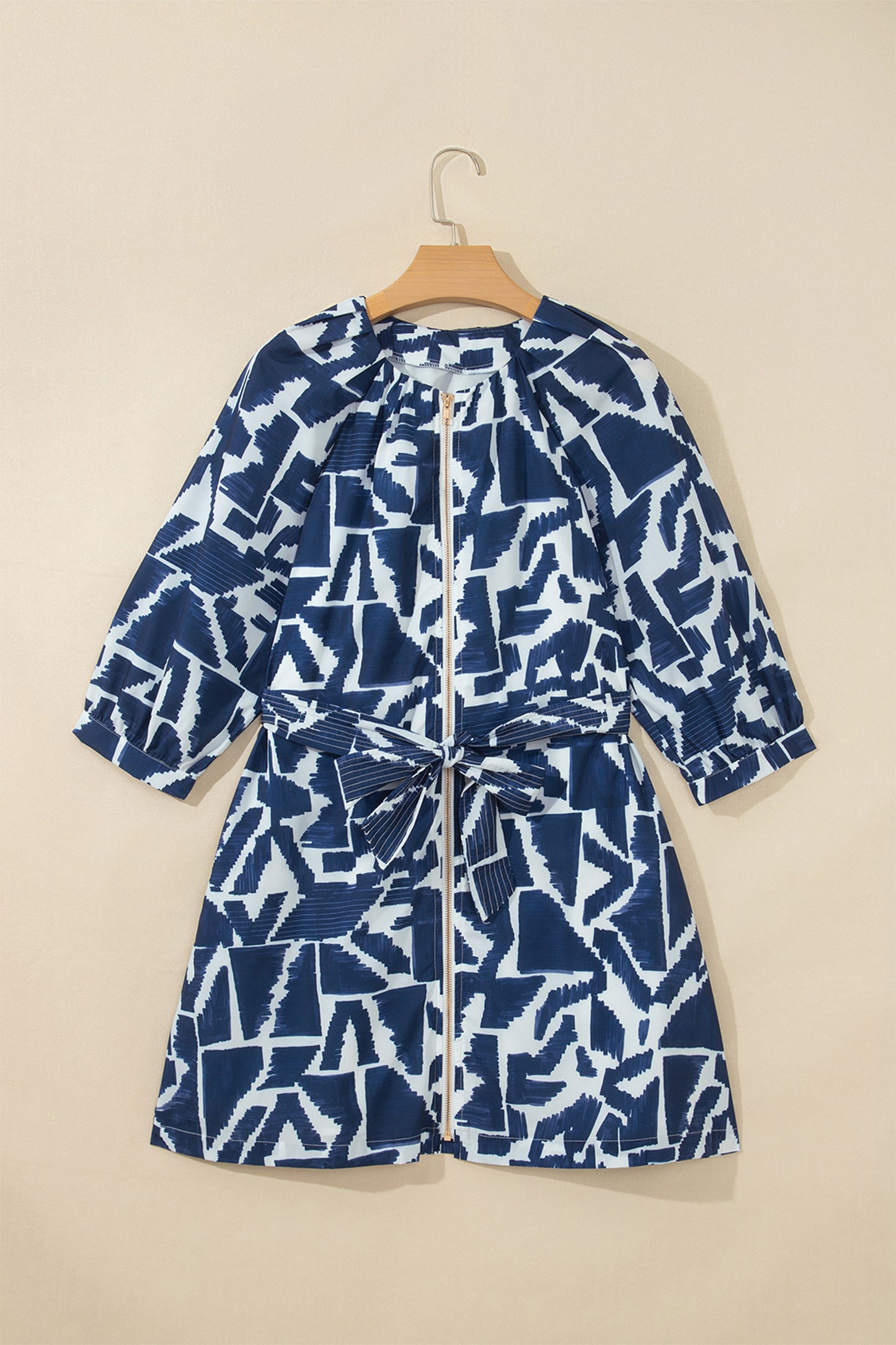 Abstract Geometric Zip Mini Dress
