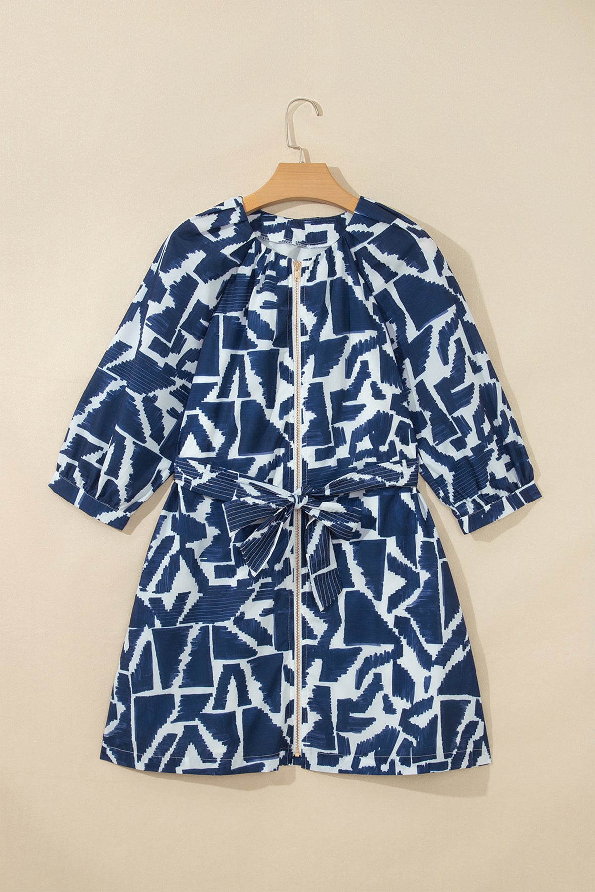 Abstract Geometric Zip Mini Dress
