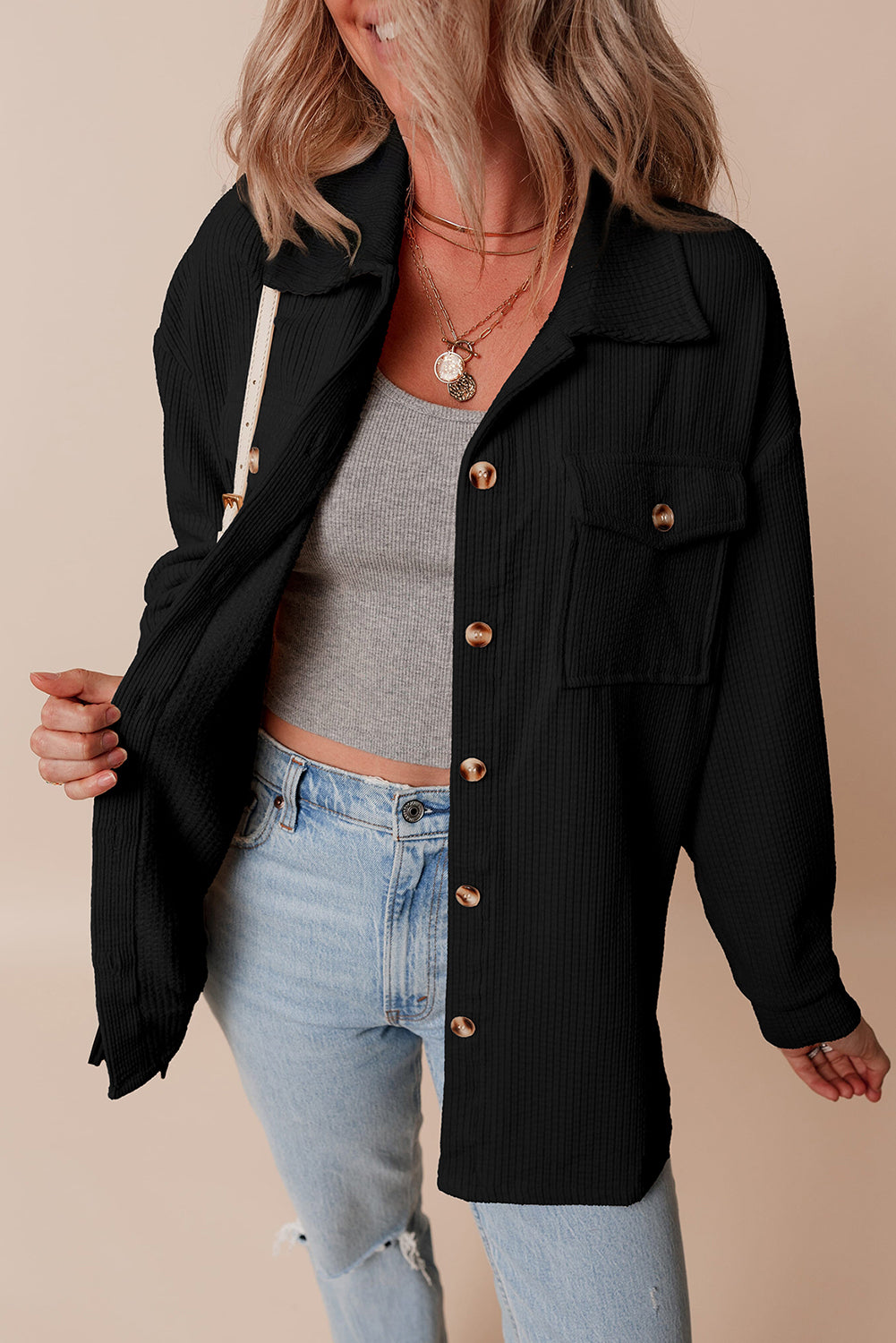 Corduroy Flap Button Up Jackets