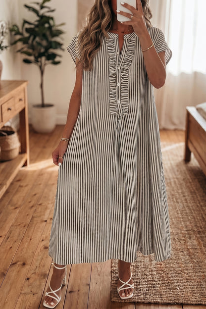 Stripe Short Sleeve Maxi Dress