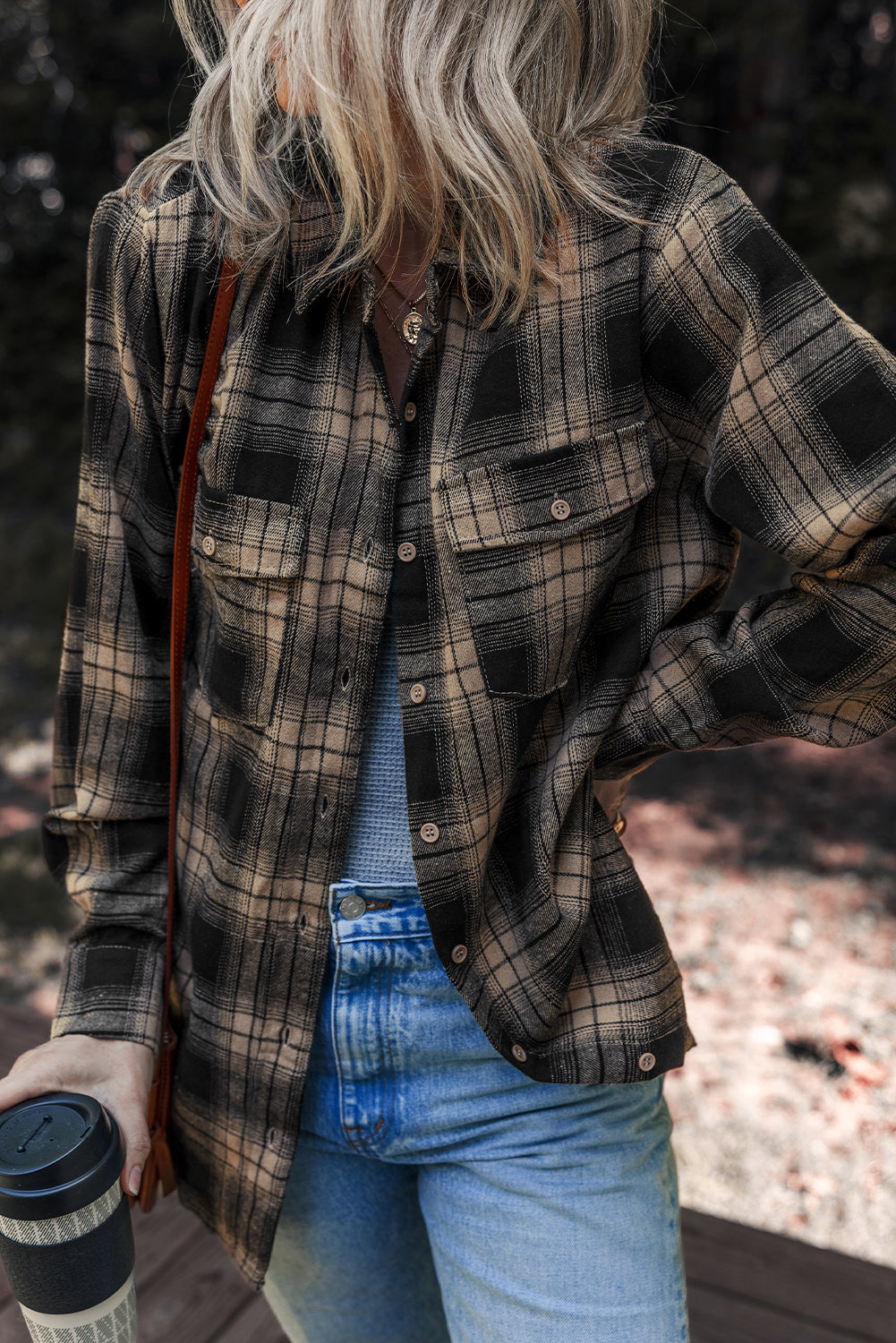 Retro Double Flap Plaid Shackets