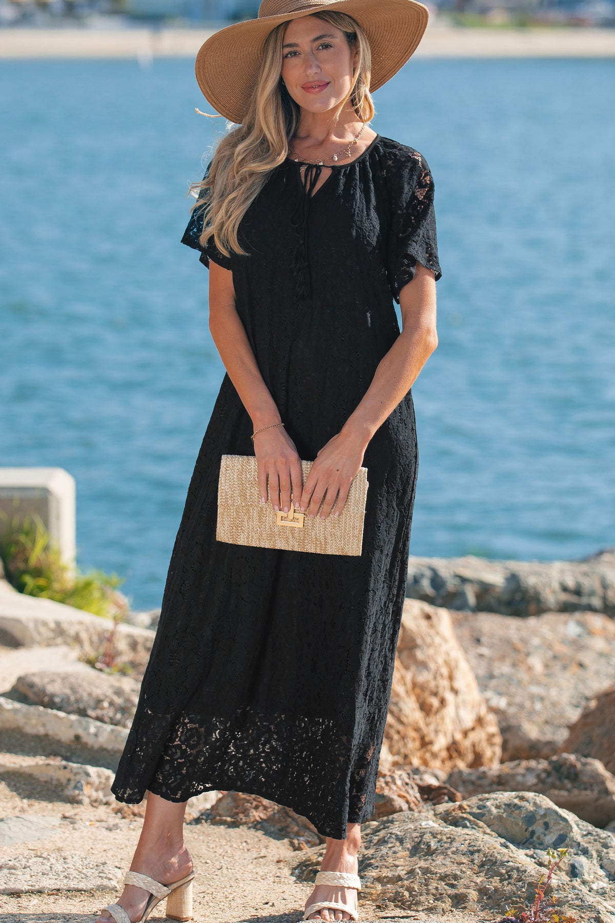 Floral Lace Overlay Maxi Dress