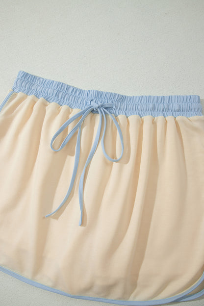 Turquoise Colorblock Edge Two-Piece Set