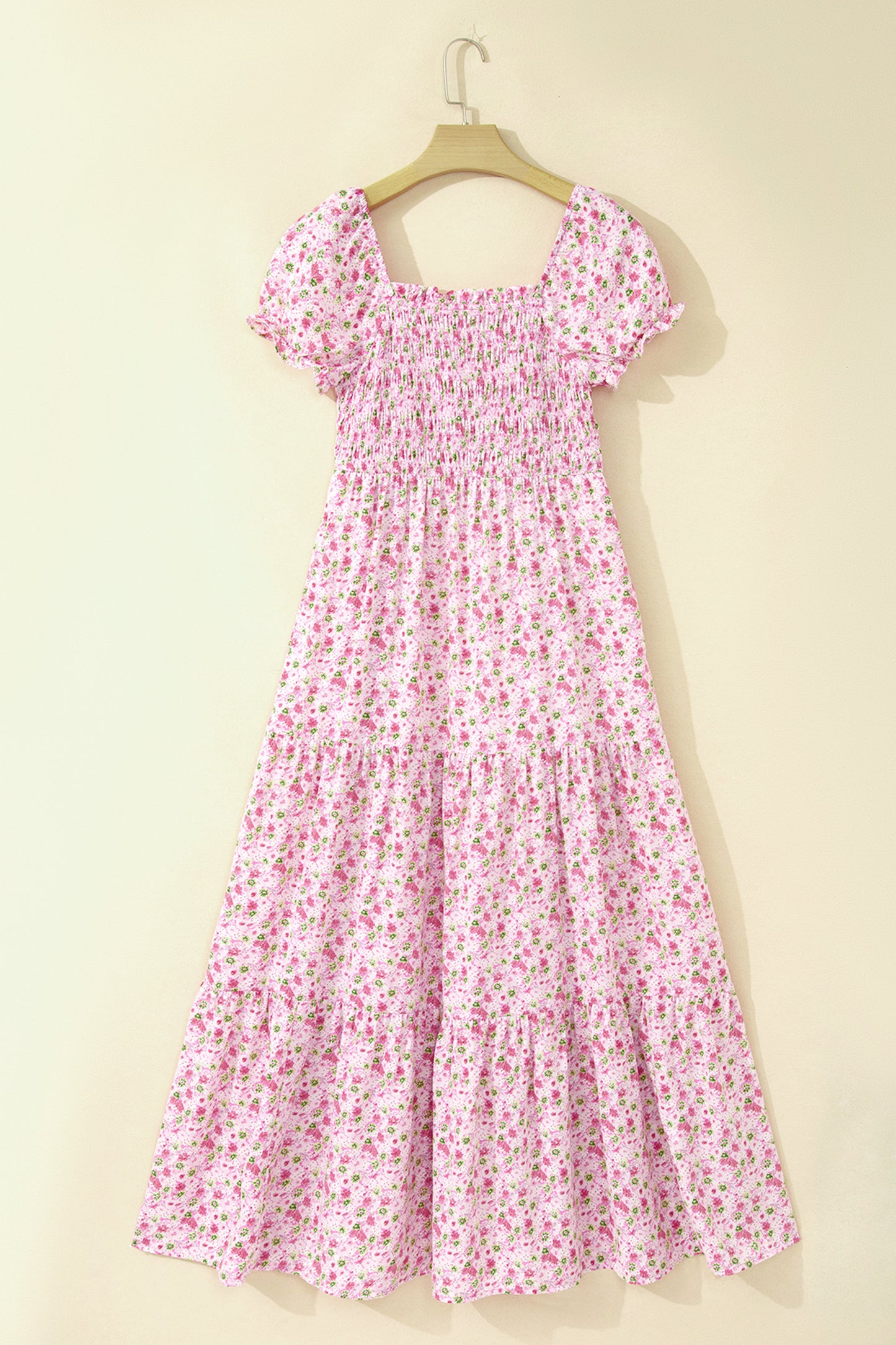Floral Short Shirred Maxi Dress