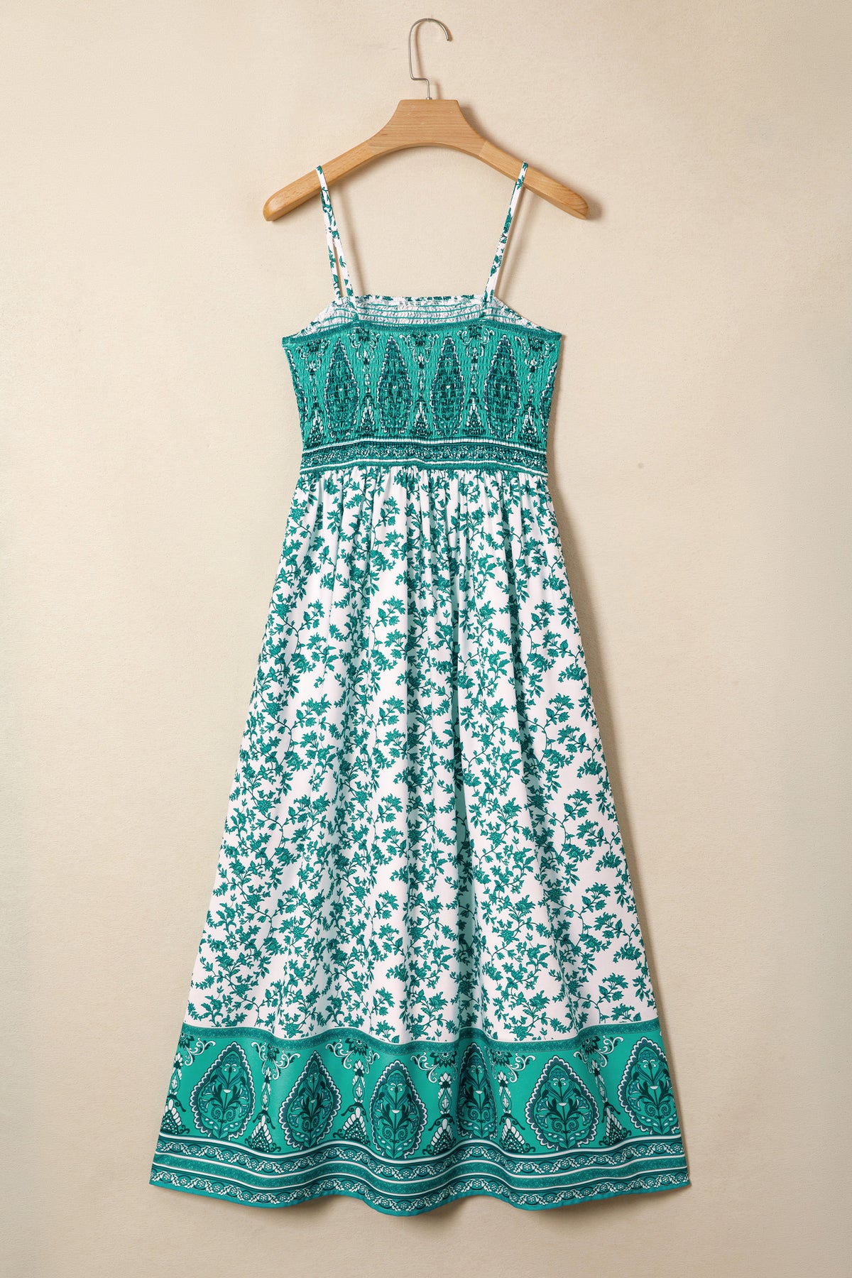 Boho Floral Shirred Maxi Dress