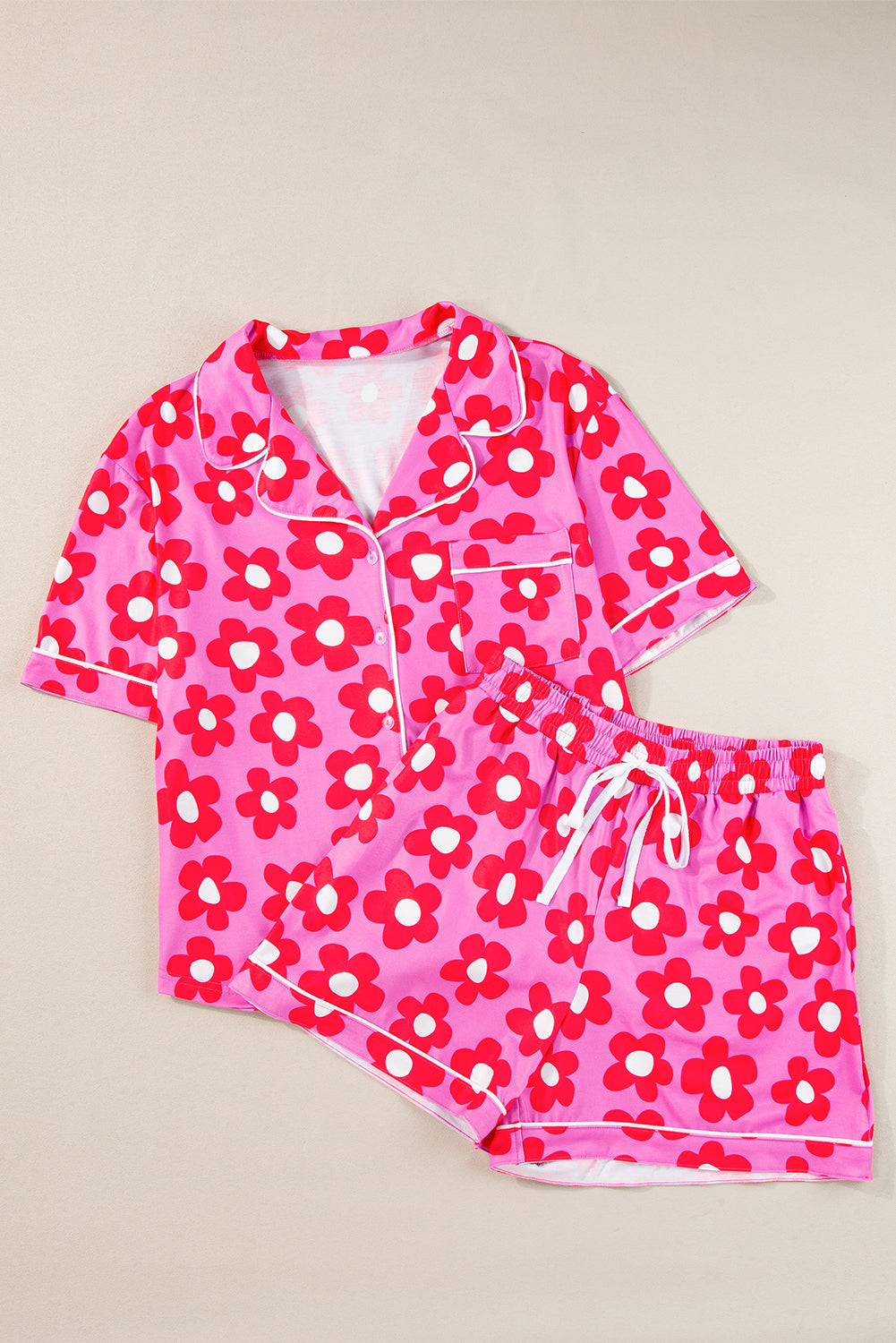 Flower Short Sleeve Pajama Set