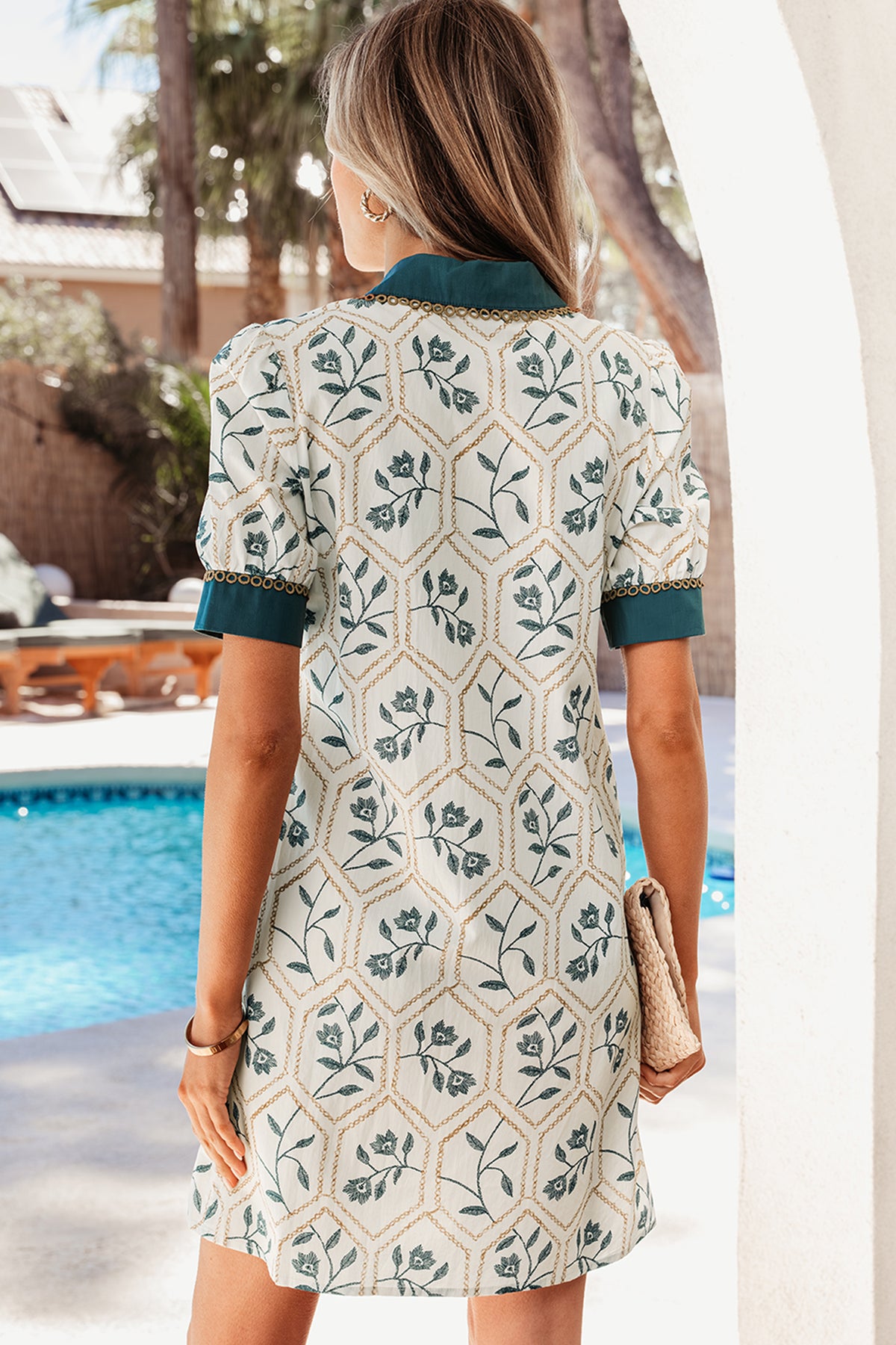 Geometric Floral Lace Mini Dress