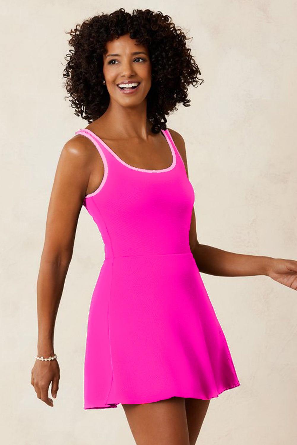 Neckline Active Shorts Swim Dress
