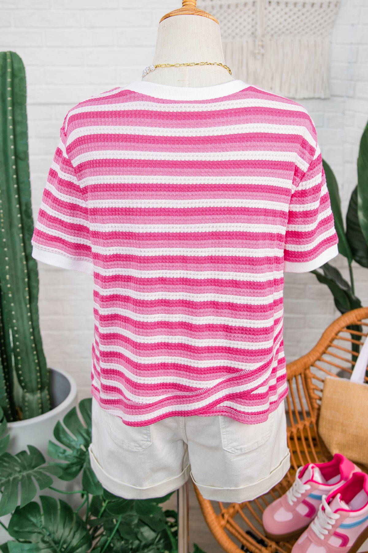 Textured Knit Short Sleeve Tee