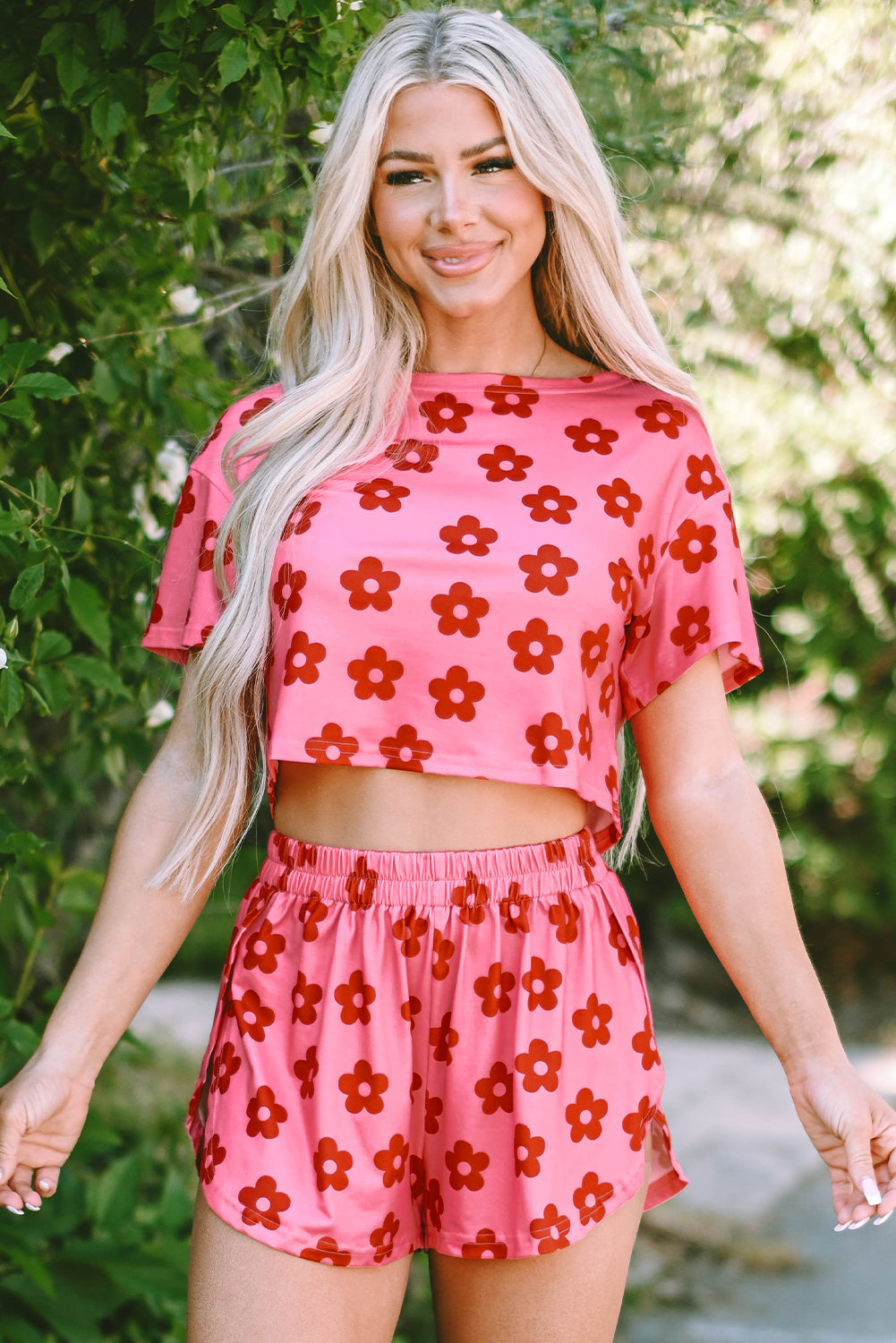 Floral Crop Tee Lounge Set