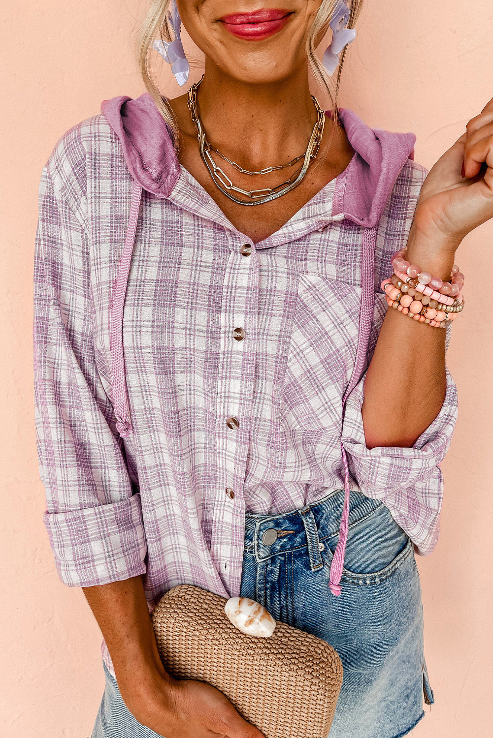 Checkered Fit Buttoned Plaid Shackets