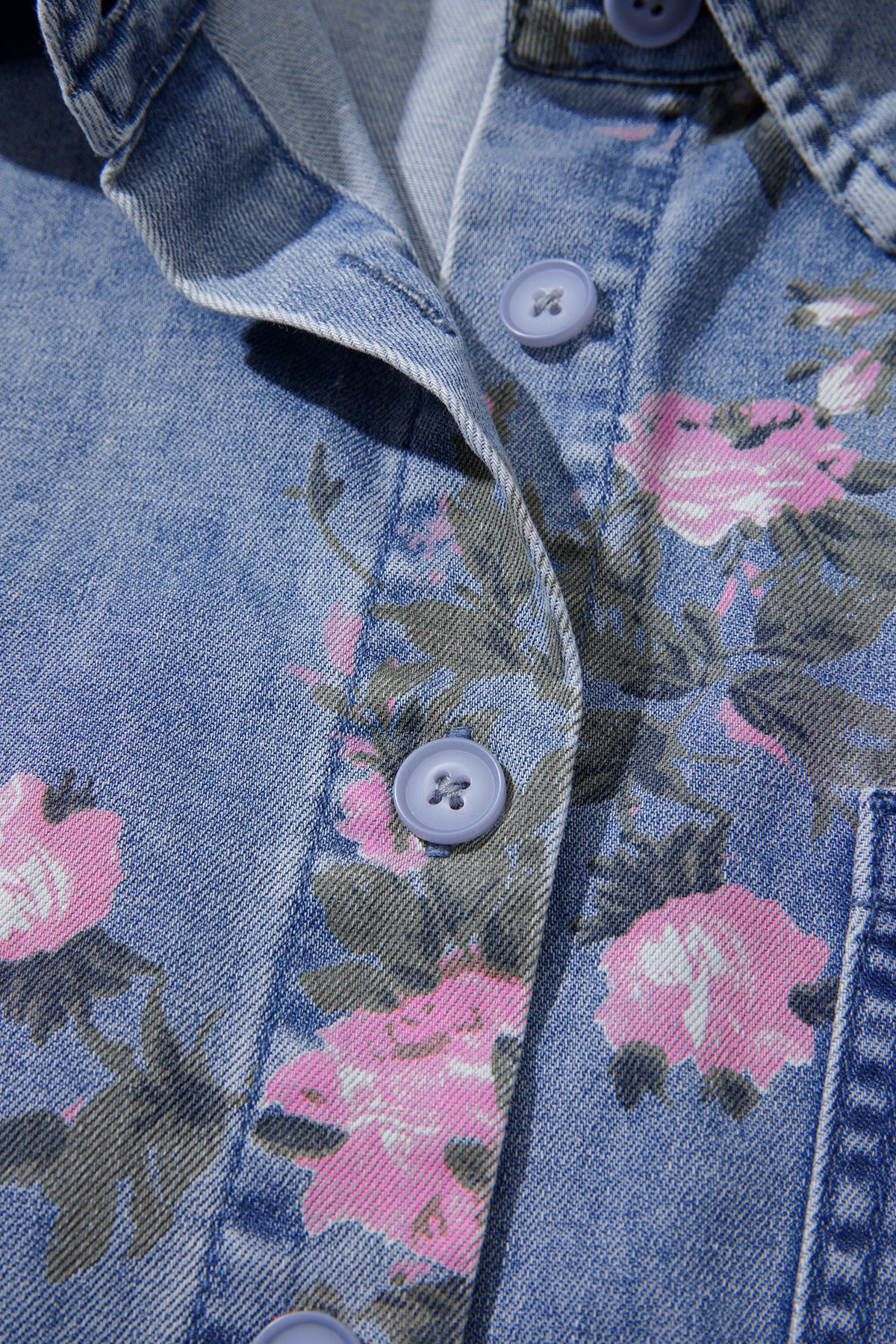 Bracelet Sleeve Floral Denim Blouse
