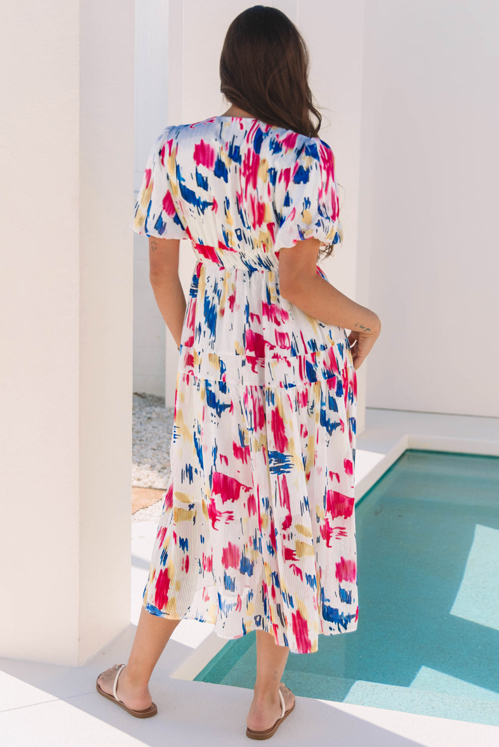 Puff Sleeve Tiered Maxi Dress