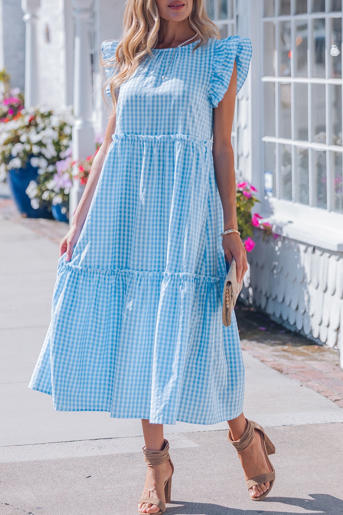 Ruffled Short Sleeve Maxi Dress