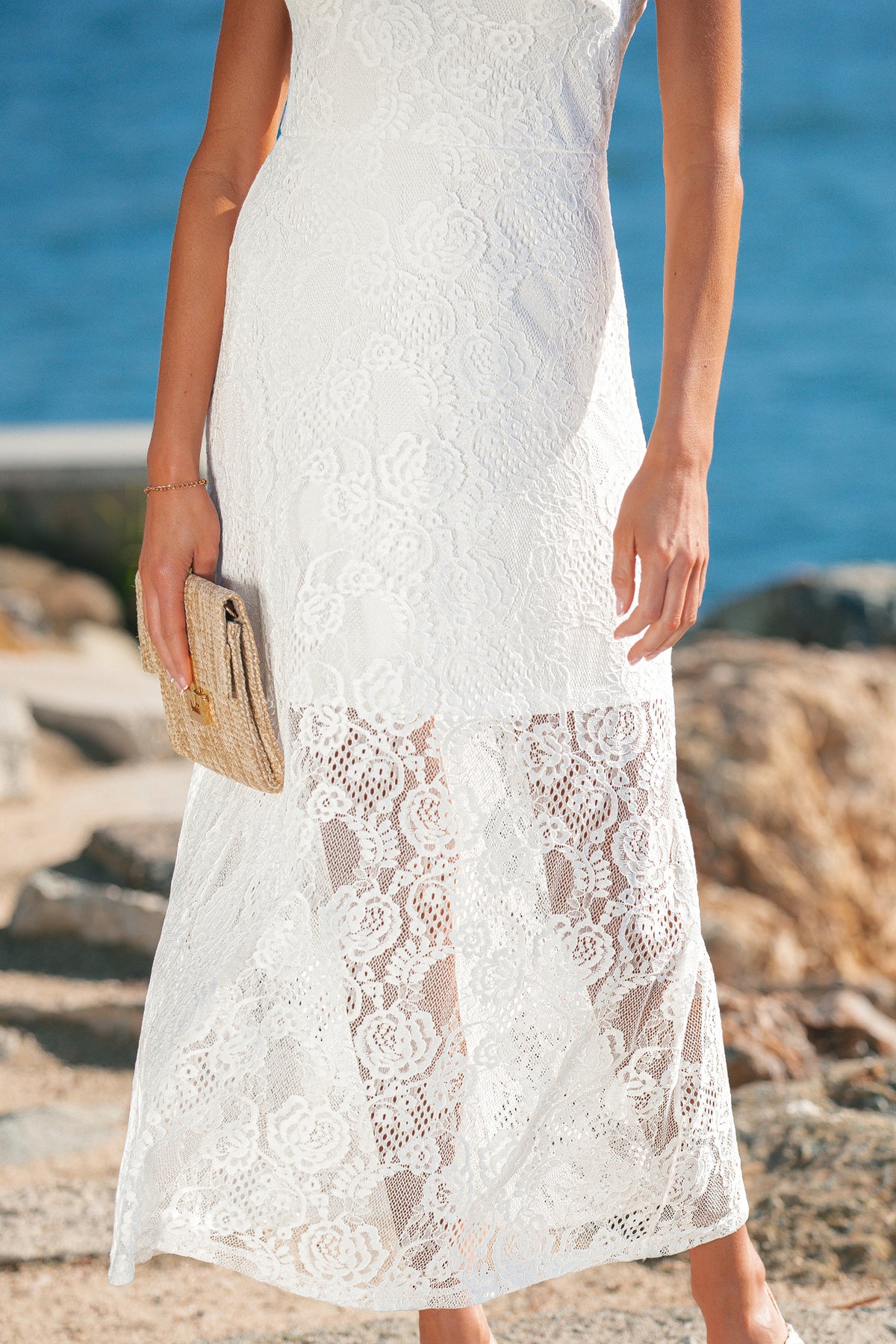 Tie Floral Lace Maxi Dress