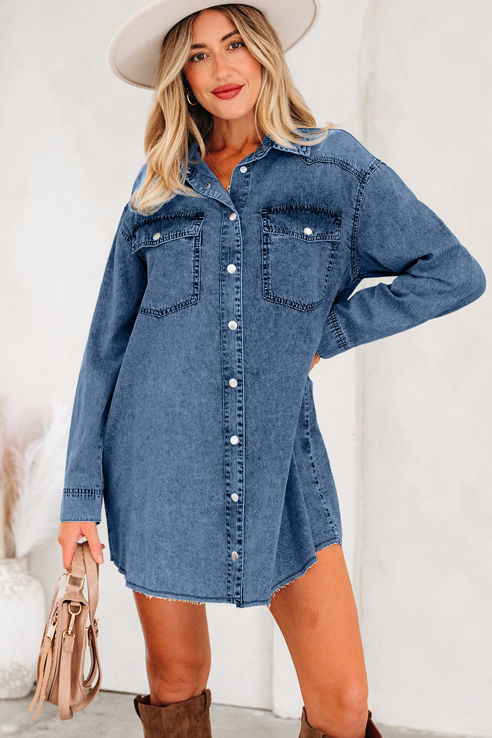Chest Denim T Shirt Dresses