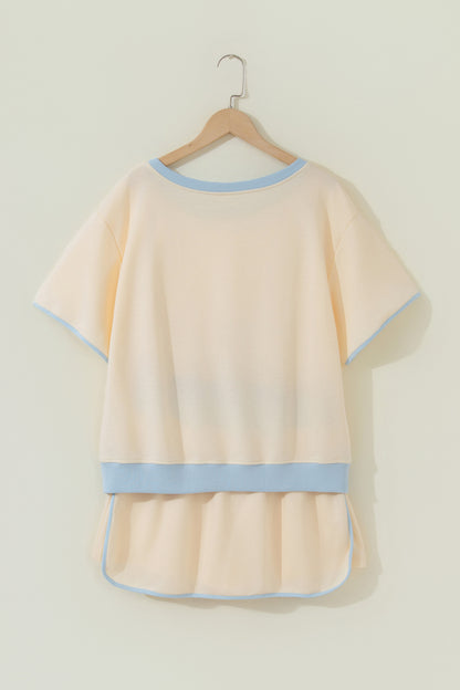Turquoise Colorblock Edge Two-Piece Set