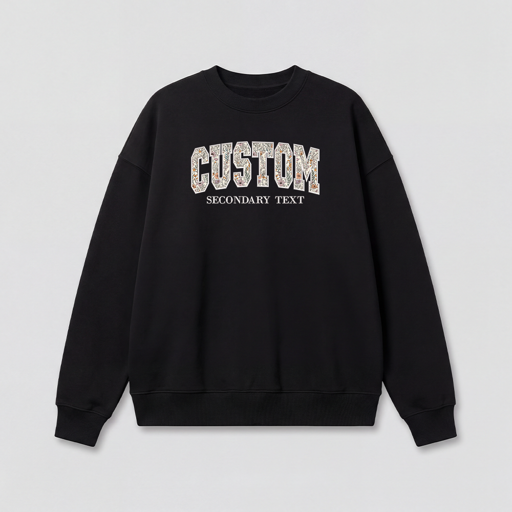 Floral Applique Custom Embroidered Sweatshirt
