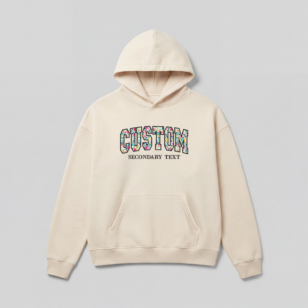 Floral Applique Custom Embroidered Hoodie
