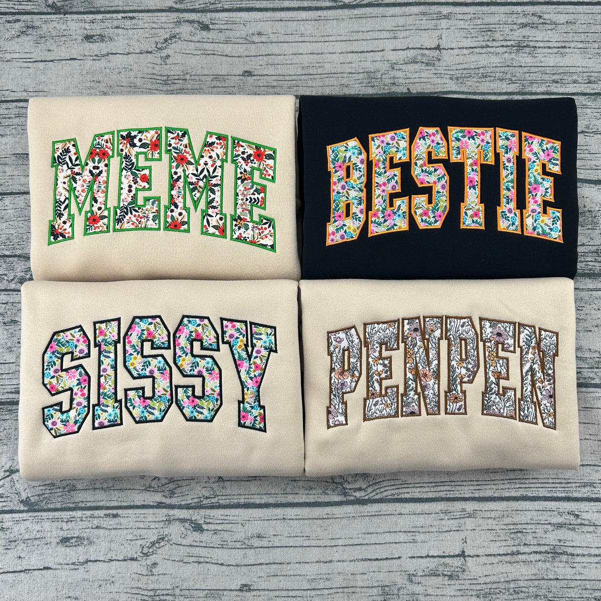 Floral Applique Custom Embroidered Sweatshirt