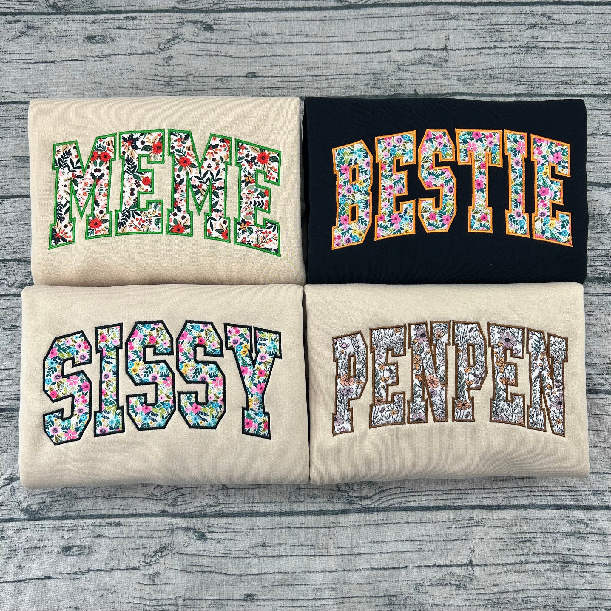 Floral Applique Custom Embroidered T-Shirt