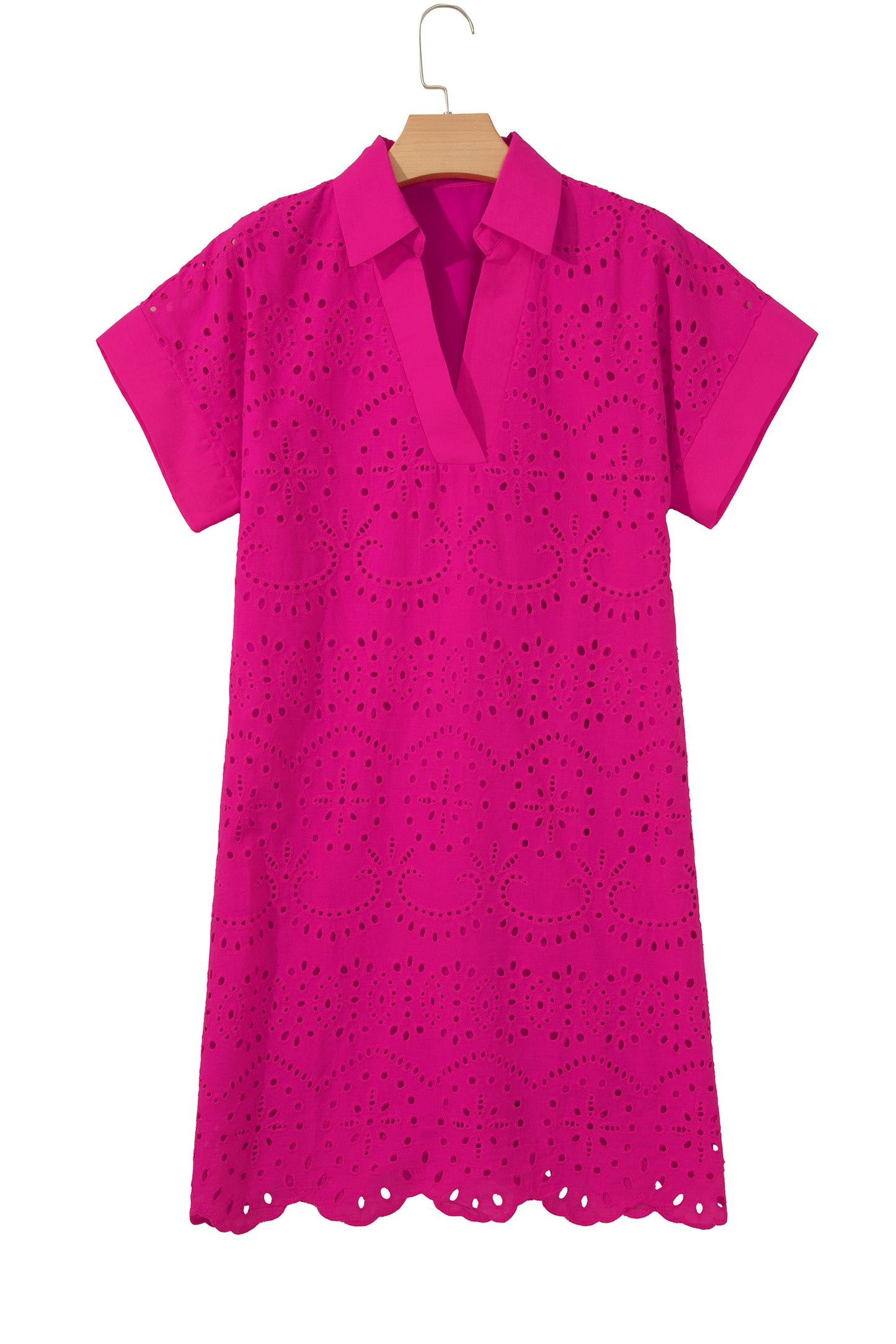 Color Eyelet Embroidered Mini Dress