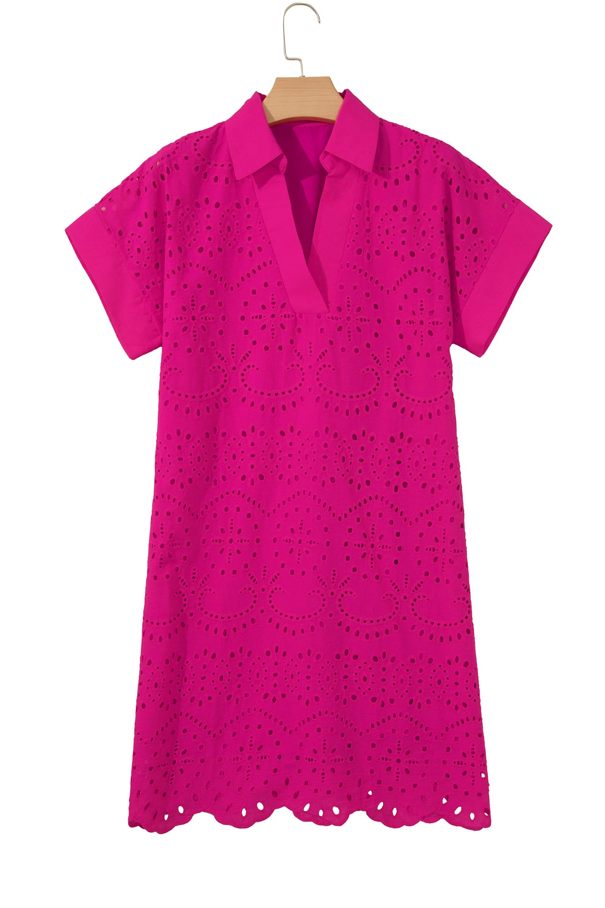 Color Eyelet Embroidered Mini Dress