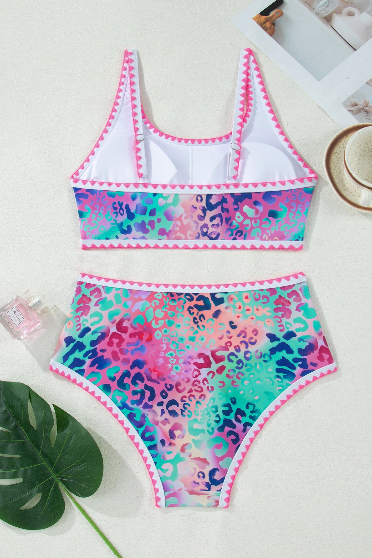 Leopard Square Neck High Waist Swimsuit