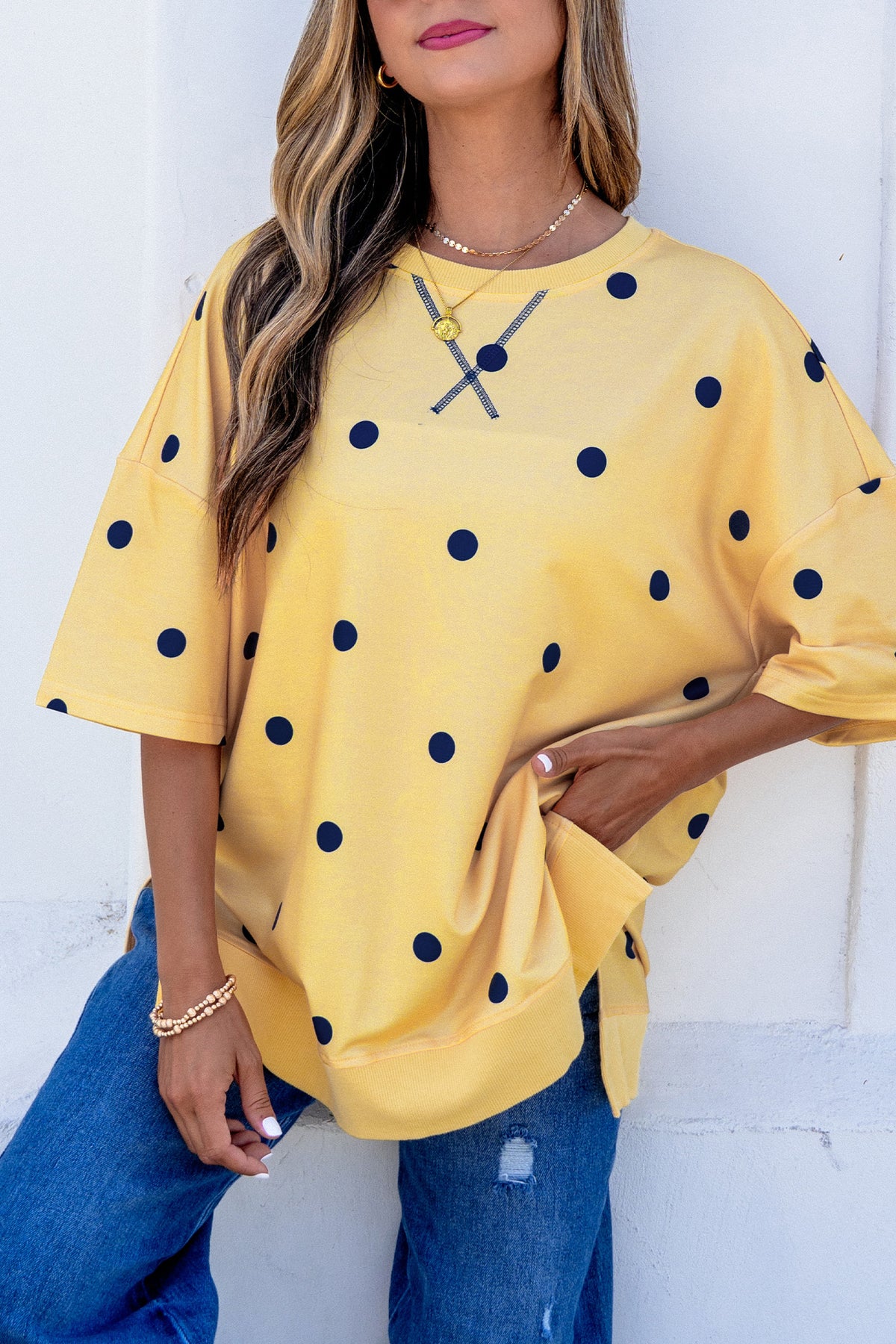 Polka Dot Crossed Oversize Tee