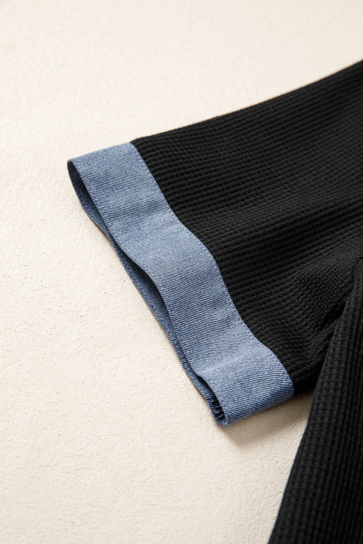 Denim Color Block Button Blouse