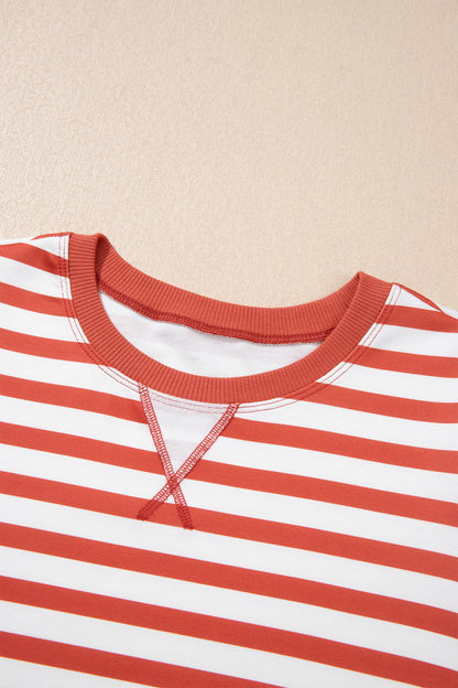 Stripe Short Bubble Sleeve Tee